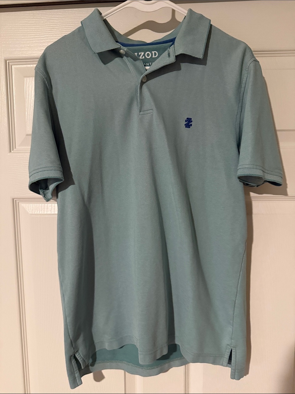 Izod Men's Seafoam Green Polo with Blue Logo